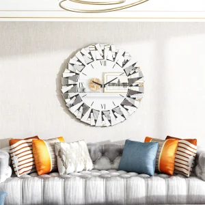 Mirrored Sunburst Edge Roman Numeral Clock