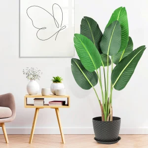4Ft 8 Trunks Artificial Banana Leaf for Indoor Outdoor Decor