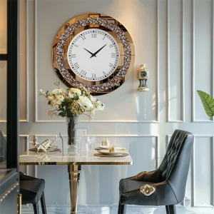 Silver Round  Shining Mirrored Wall Clock