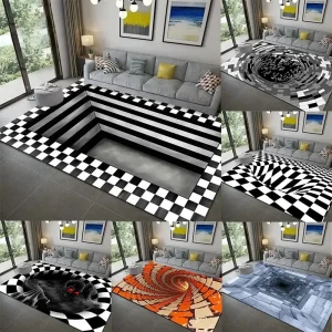 3D Effect Vortex Illusion Rug Geometric Optical  Illusion