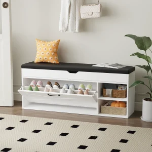 Shoe Bench Cabinet with 1 Flip Drawers and 2 Compartments