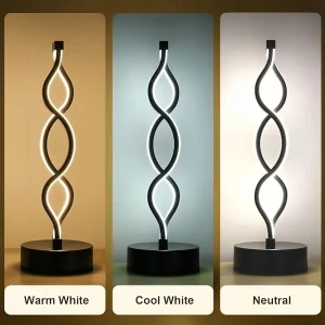 LED Spiral Table Lamp Tricolor Adjustable Brightness